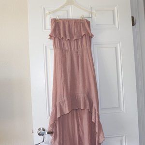 2b Bebe High Low Strapless Maxi Dress